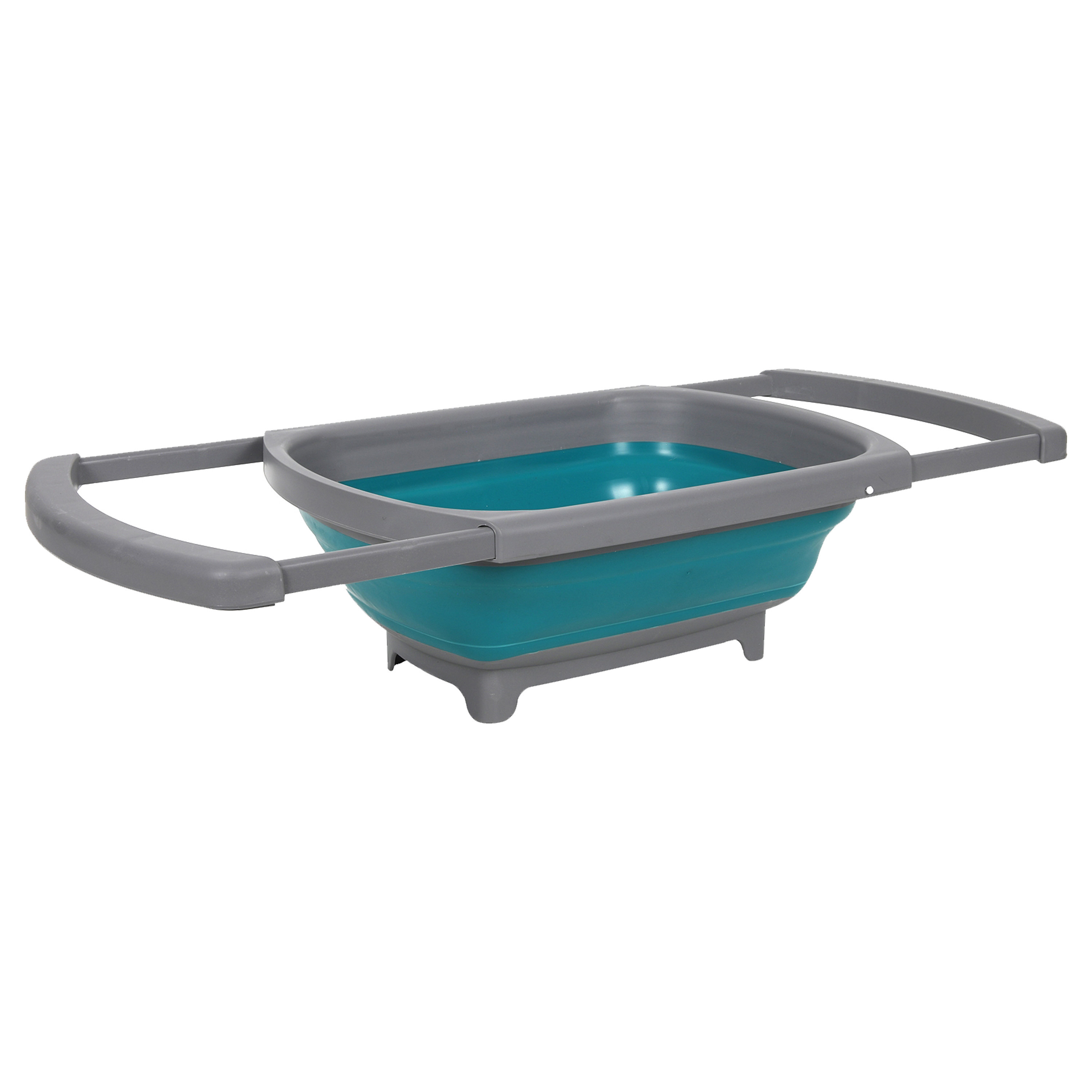 Opvouwbare afwasteil/afwasbak - grijs/blauw - kunststof - 26 x 39 cm - keuken - reis accessoires -