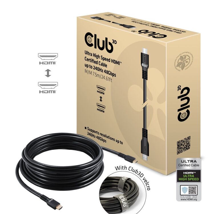 Club 3D Ultra High Speed HDMI Certified kabel 7,5 meter, 4K120 Hz, 8K60 Hz