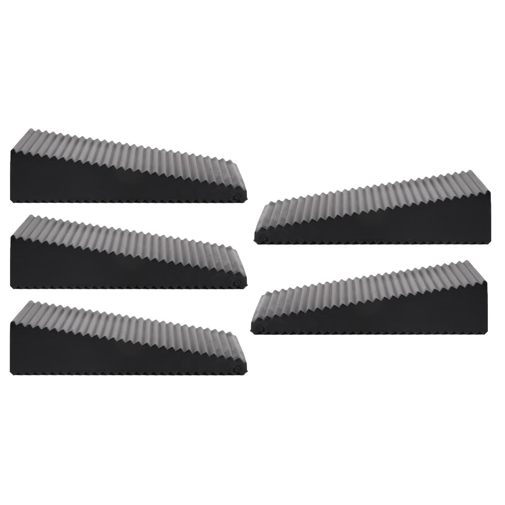 Deurstopper - 5x - zwart - driehoek - rubber - 7 x 6 x 1,6 cm - deurwig -