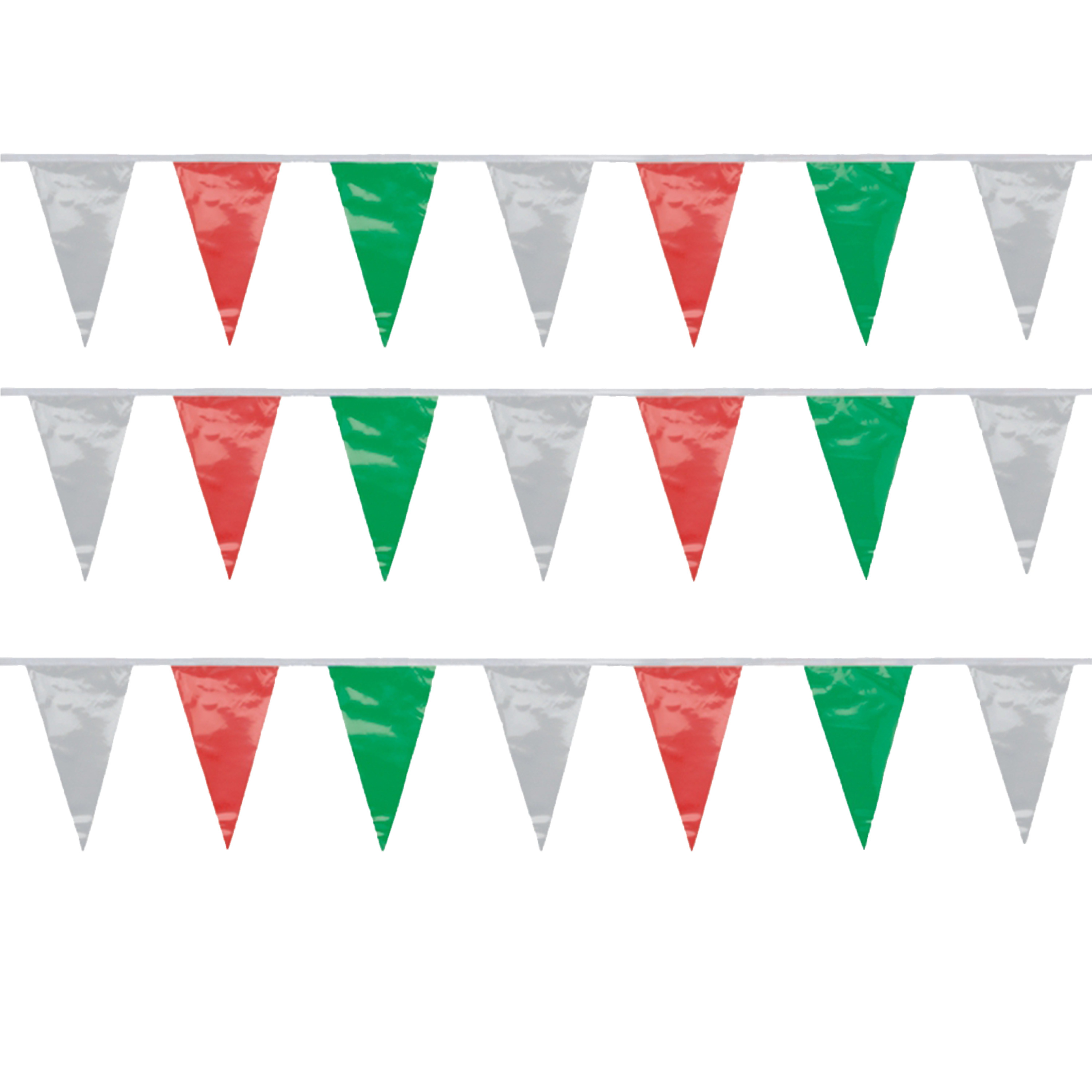 Papstar Vlaggenlijn - 3x - groen/rood/wit - Italie - 4 meter - kunststof - buiten/binnen -