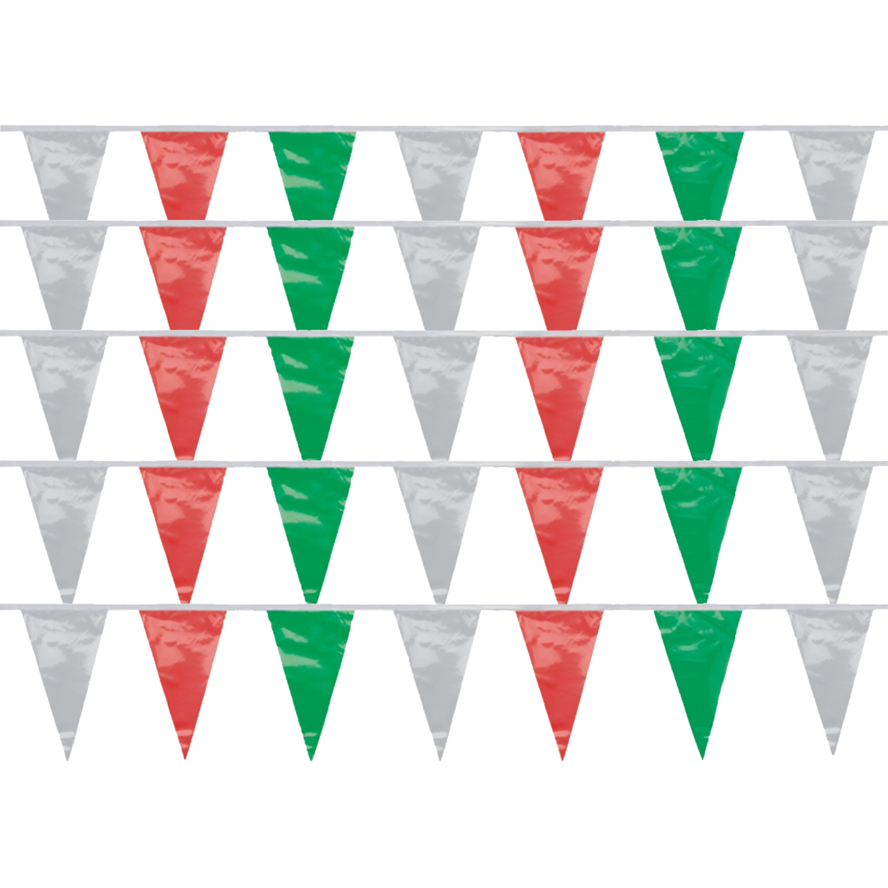 Papstar Vlaggenlijn - 5x - groen/rood/wit - Italie - 4 meter - kunststof - buiten/binnen -