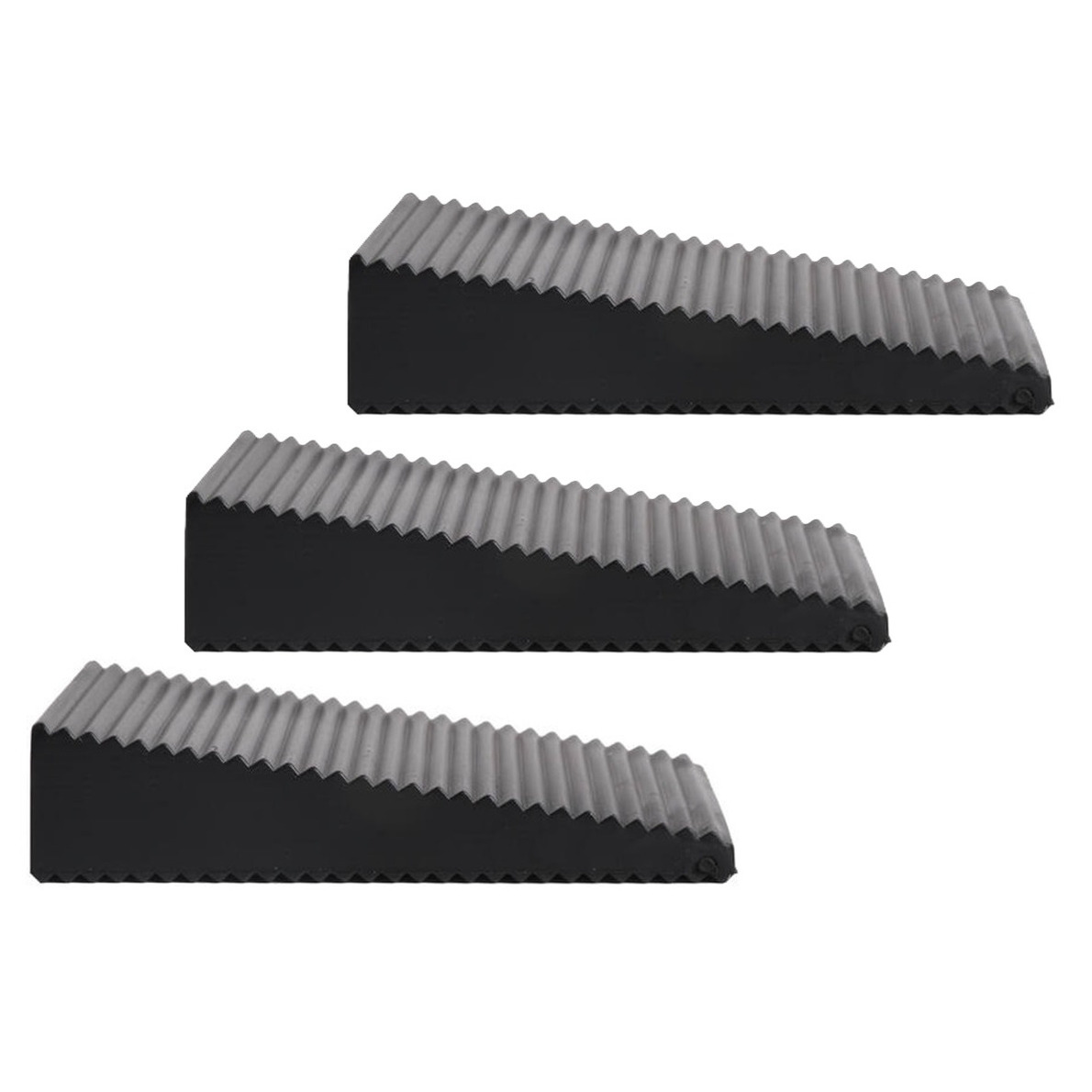 Deurstopper - 3x - zwart - driehoek - rubber - 7 x 6 x 1,6 cm - deurwig -
