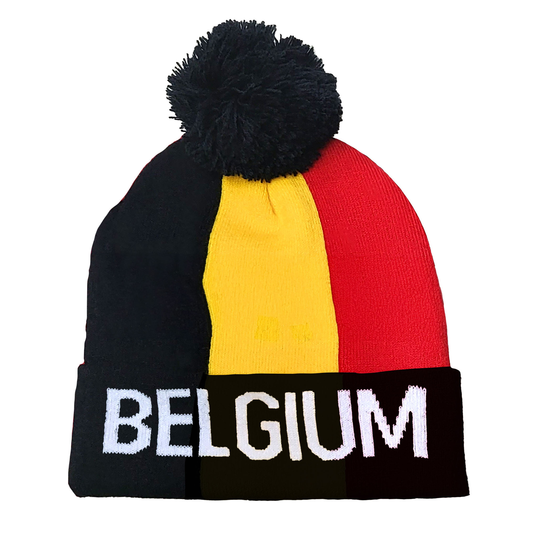 Verkleed muts - Supporters Belgie - voor volwassenen - in vlag kleuren - polyester -