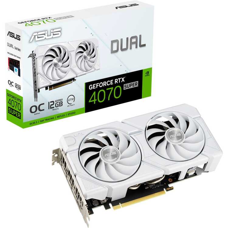 ASUS GeForce RTX 4070 SUPER DUAL EVO OC WHITE grafische kaart DLSS 3, 3x DisplayPort, 1x HDMI 2.1