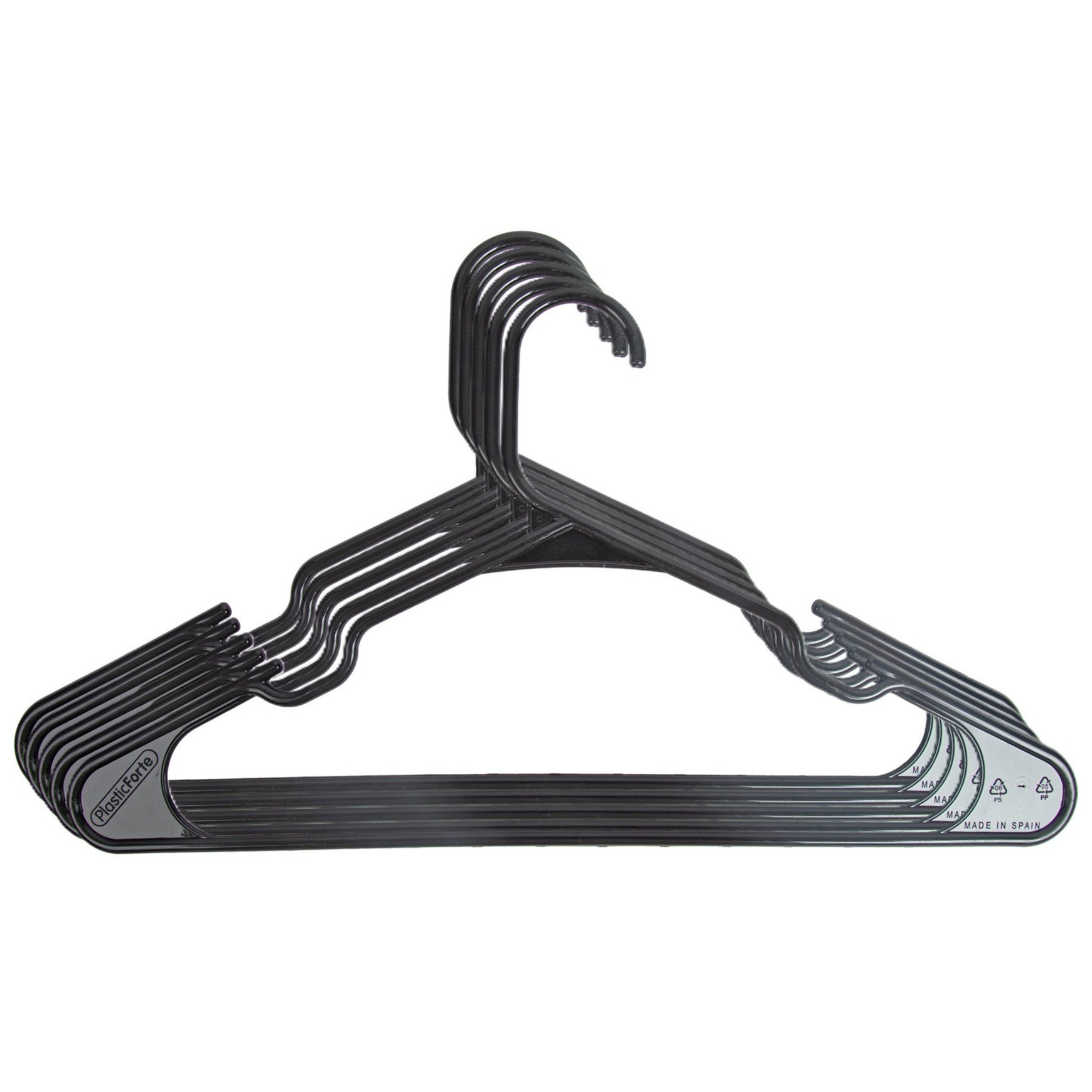 Kledinghangers set - 40x stuks - zwart- kunststof - 42 x 23 cm - kledingkast hangers/kleerhangers -