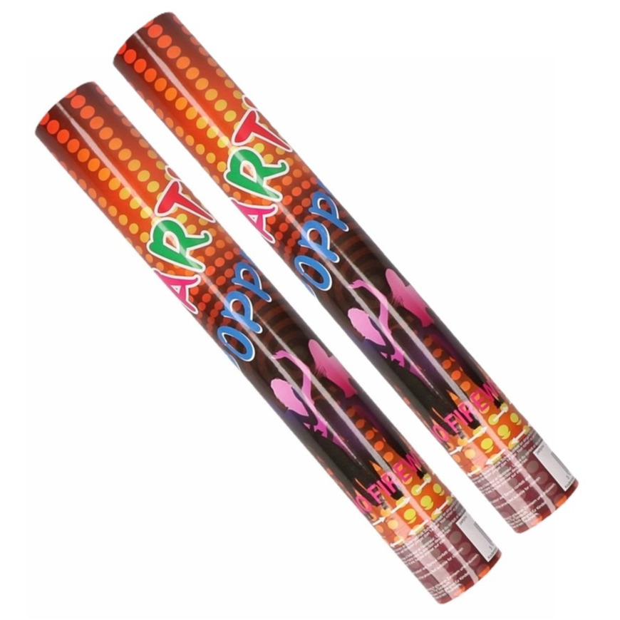 Confetti kanon/shooter - 2x - multi kleuren - papier snippers - 40 cm -