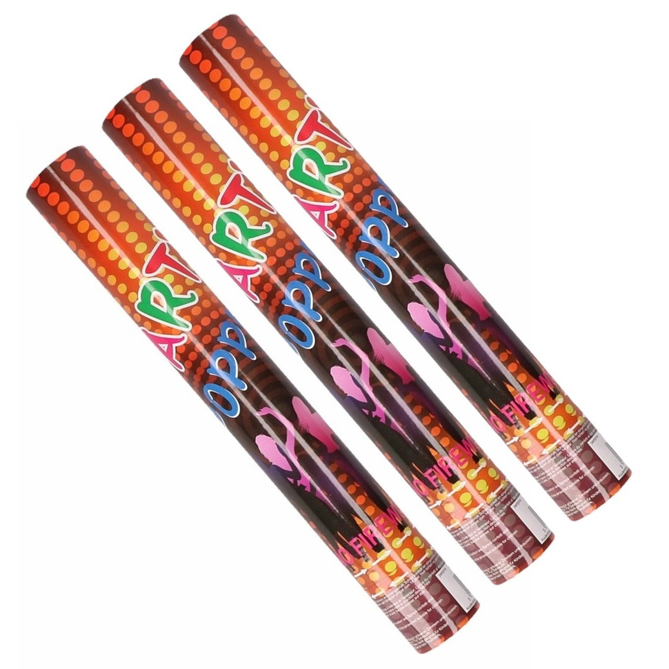 Confetti kanon/shooter - 3x - multi kleuren - papier snippers - 40 cm -