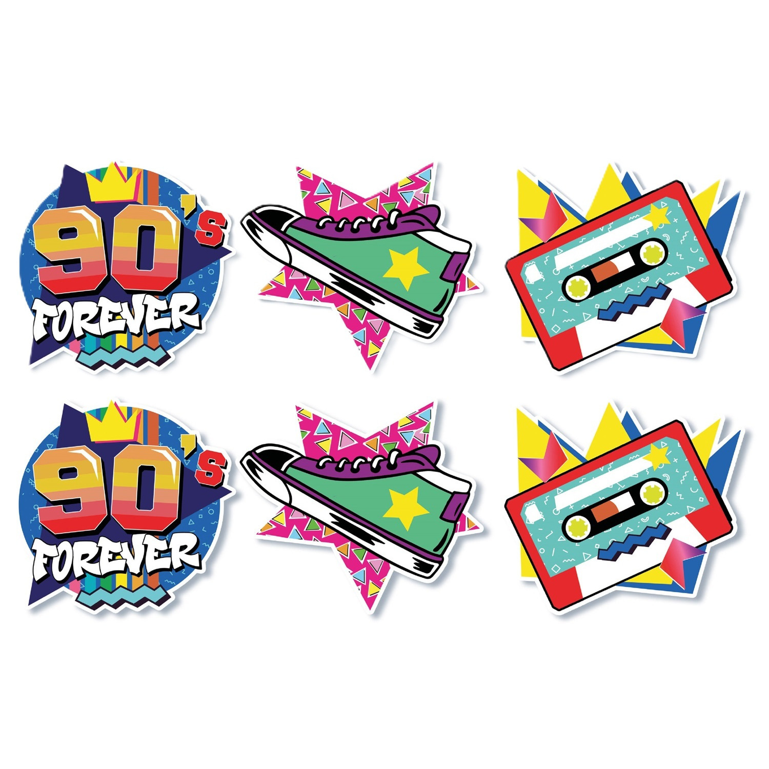Vlaggenlijn slinger met Nineties print - 2x - 300 cm - karton - Jaren 90/Nineties thema -