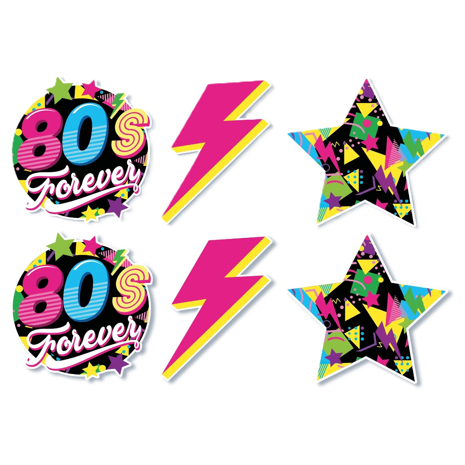 Vlaggenlijn slinger met Eighties print - 2x - 300 cm - karton - Jaren 80/eighties thema -