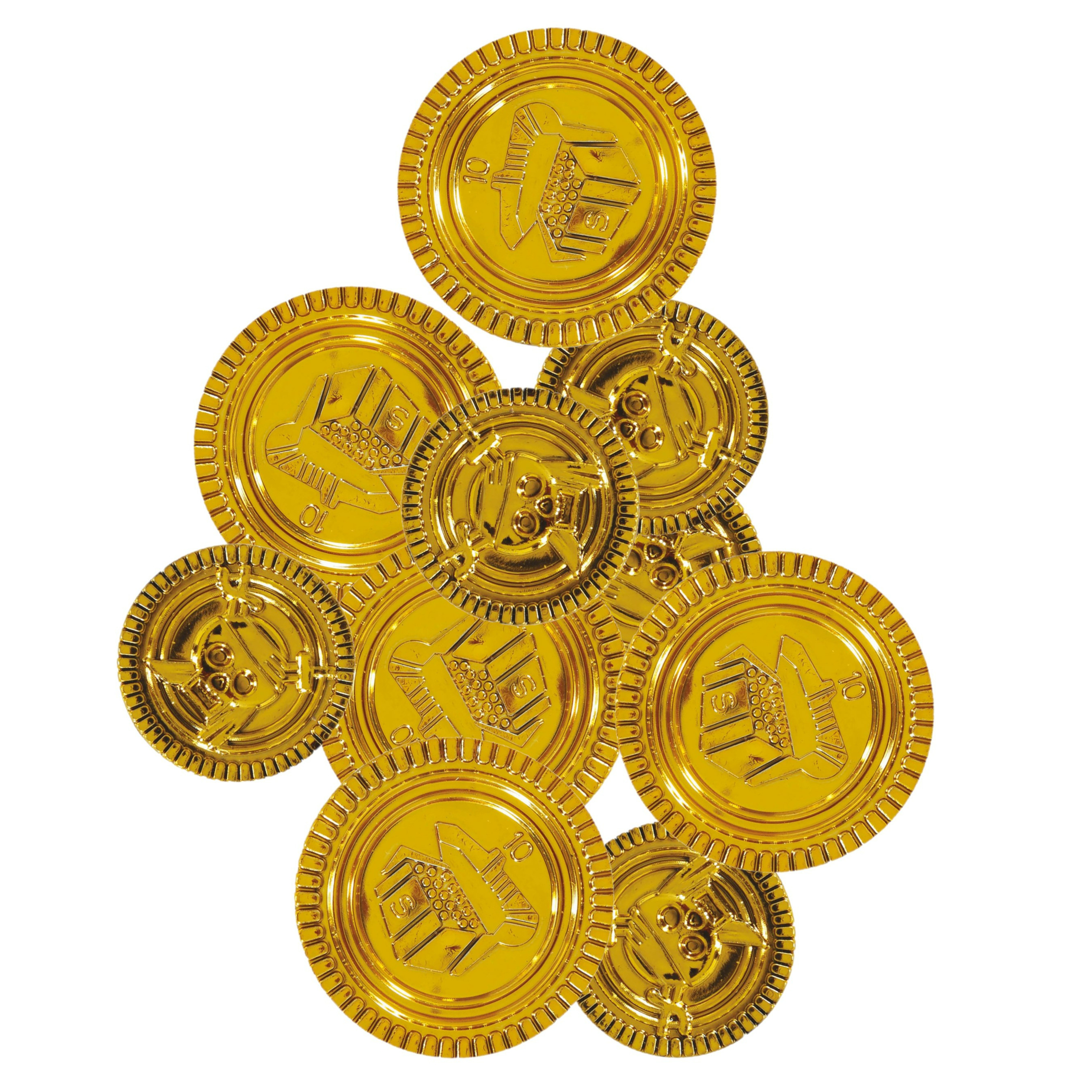 Piraten munten/geld van kunststof - 50x oude munten - gouden dukaten - Verkleed speelgoed -