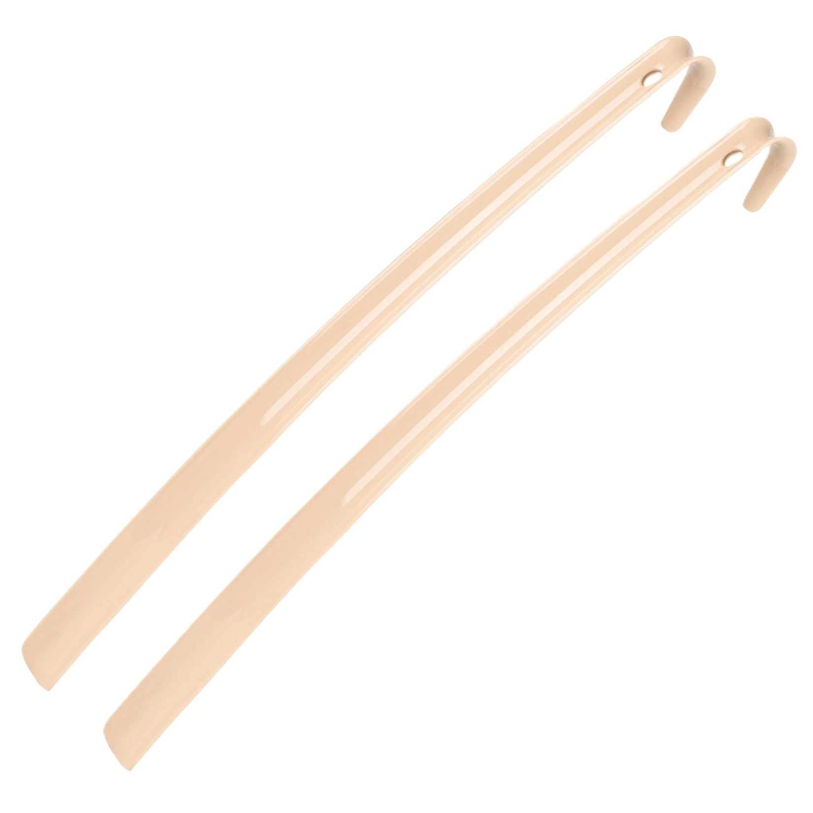 Schoenlepel - 2x - lang - kunststof - lichtroze - 60 cm - schoentrekker -