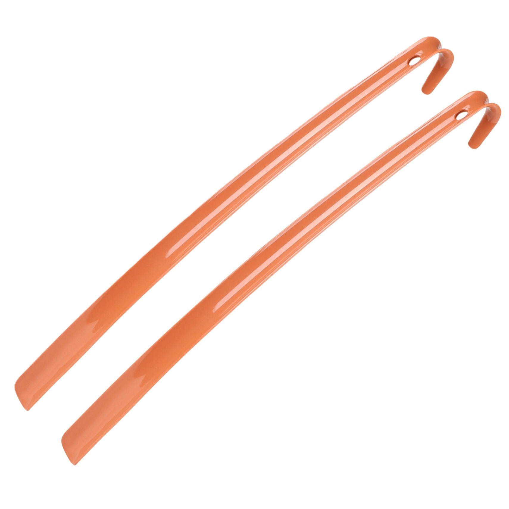Schoenlepel - 2x - lang - kunststof - oranje - 60 cm - schoentrekker -