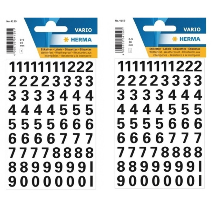Stickervelletjes met 142x plak cijfers stickers - zwart - afmeting 10mm - hobby stickers -