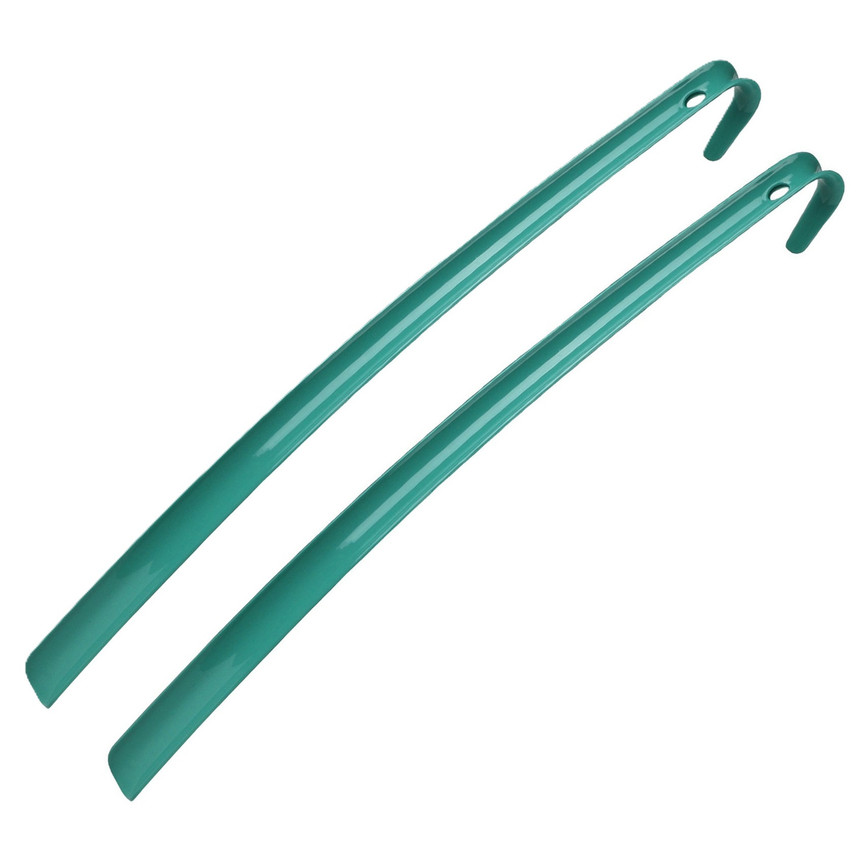 Schoenlepel - 2x - lang - kunststof - groen - 60 cm - schoentrekker -