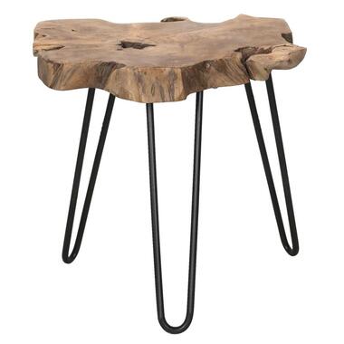 Bijzettafel Kanton - naturel/zwart - 46x50 cm - Leen Bakker