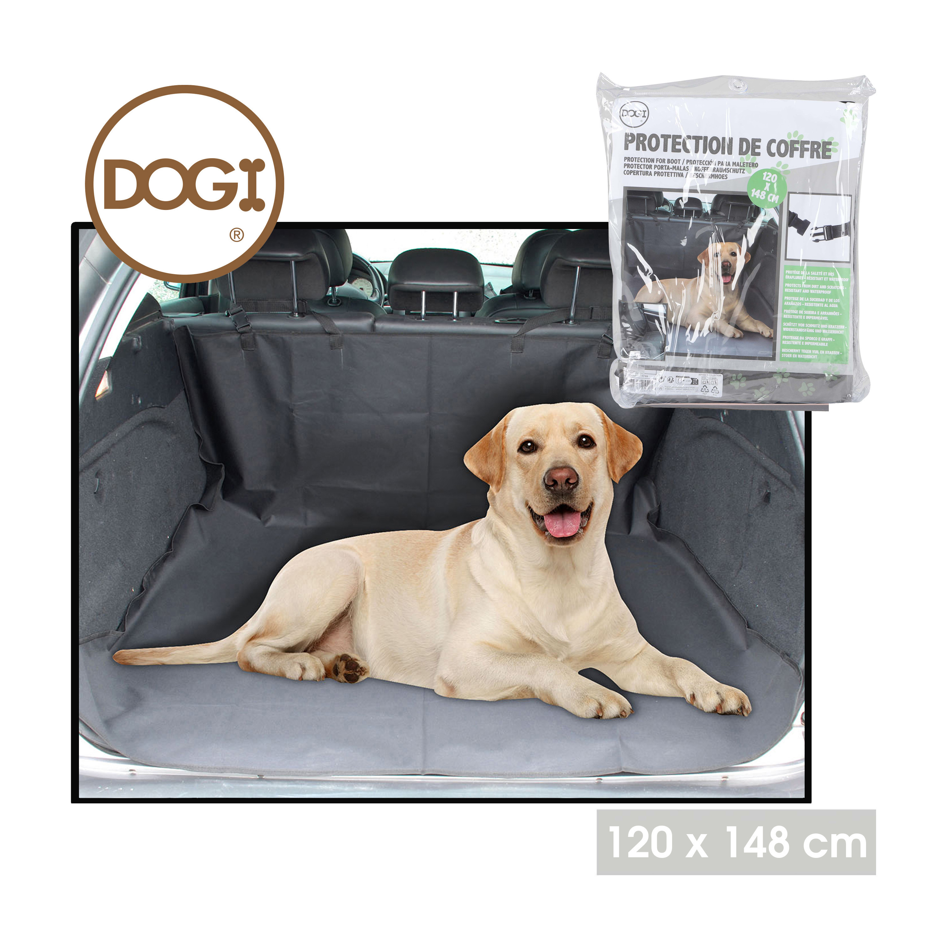 Auto kofferbak beschermhoes - speciaal voor honden/huisdieren - grijs - 120 x 148 cm -