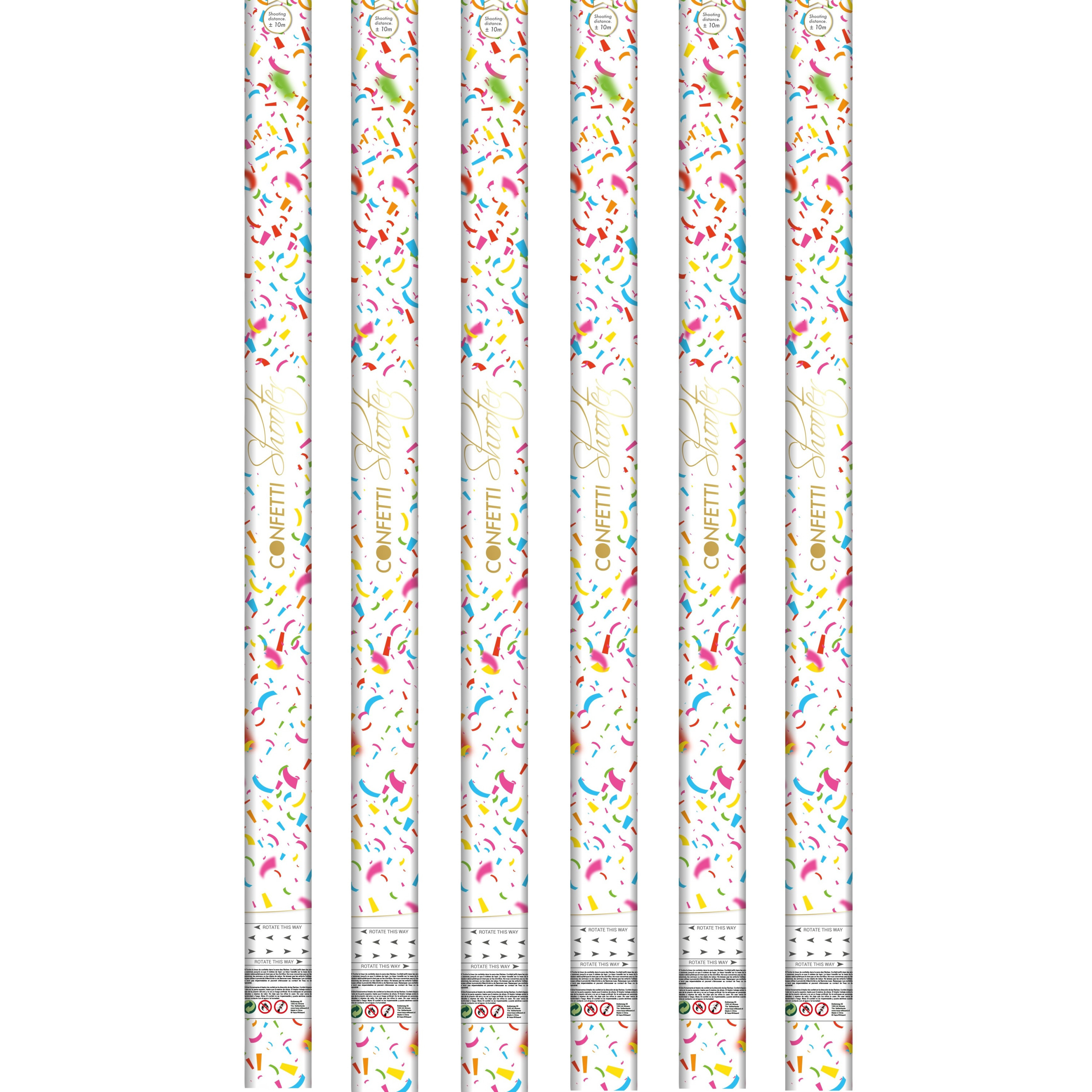 Party confetti shooters - 6x - confettikanon - gekleurd - papier - 80cm -