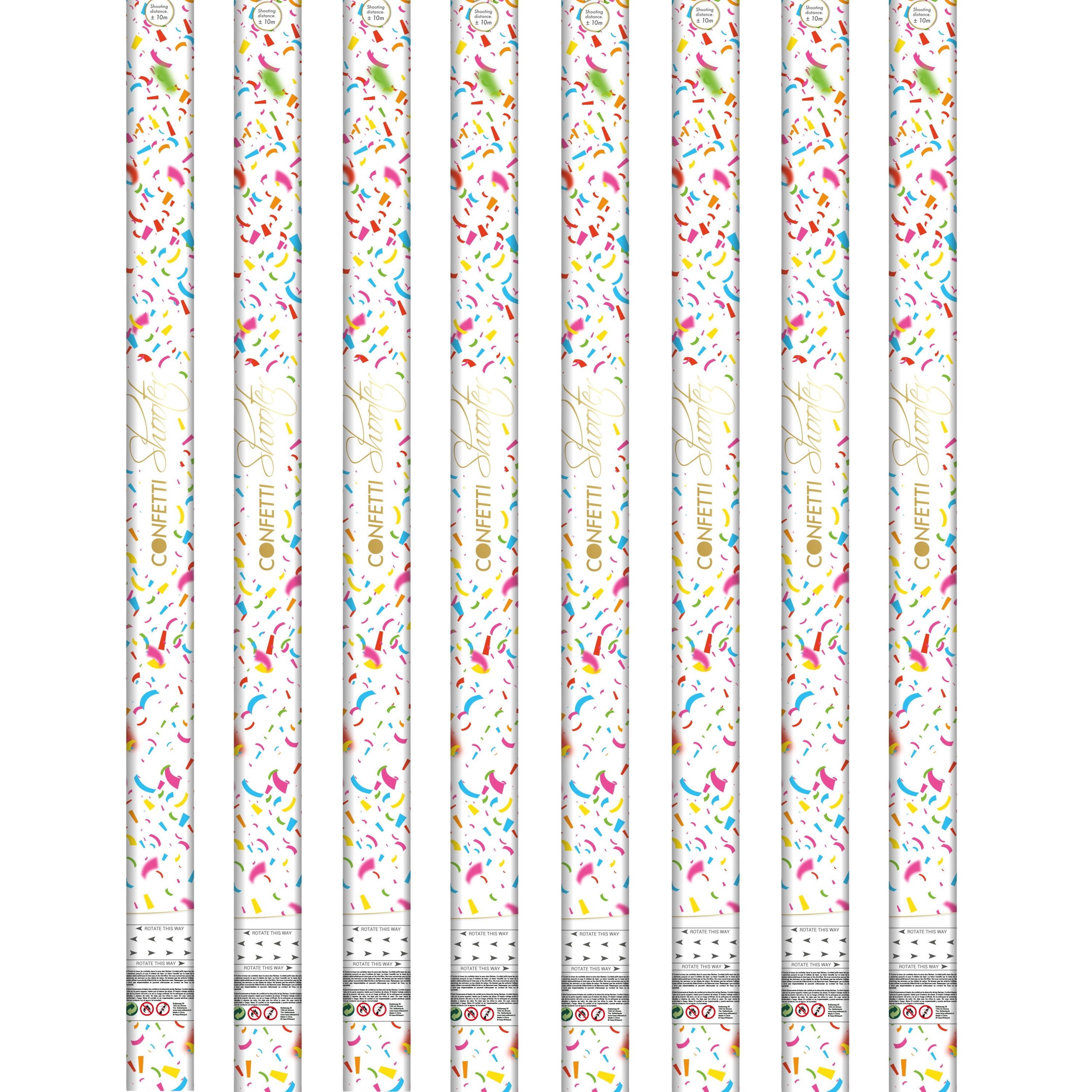 Party confetti shooters - 8x - confettikanon - gekleurd - papier - 80cm -