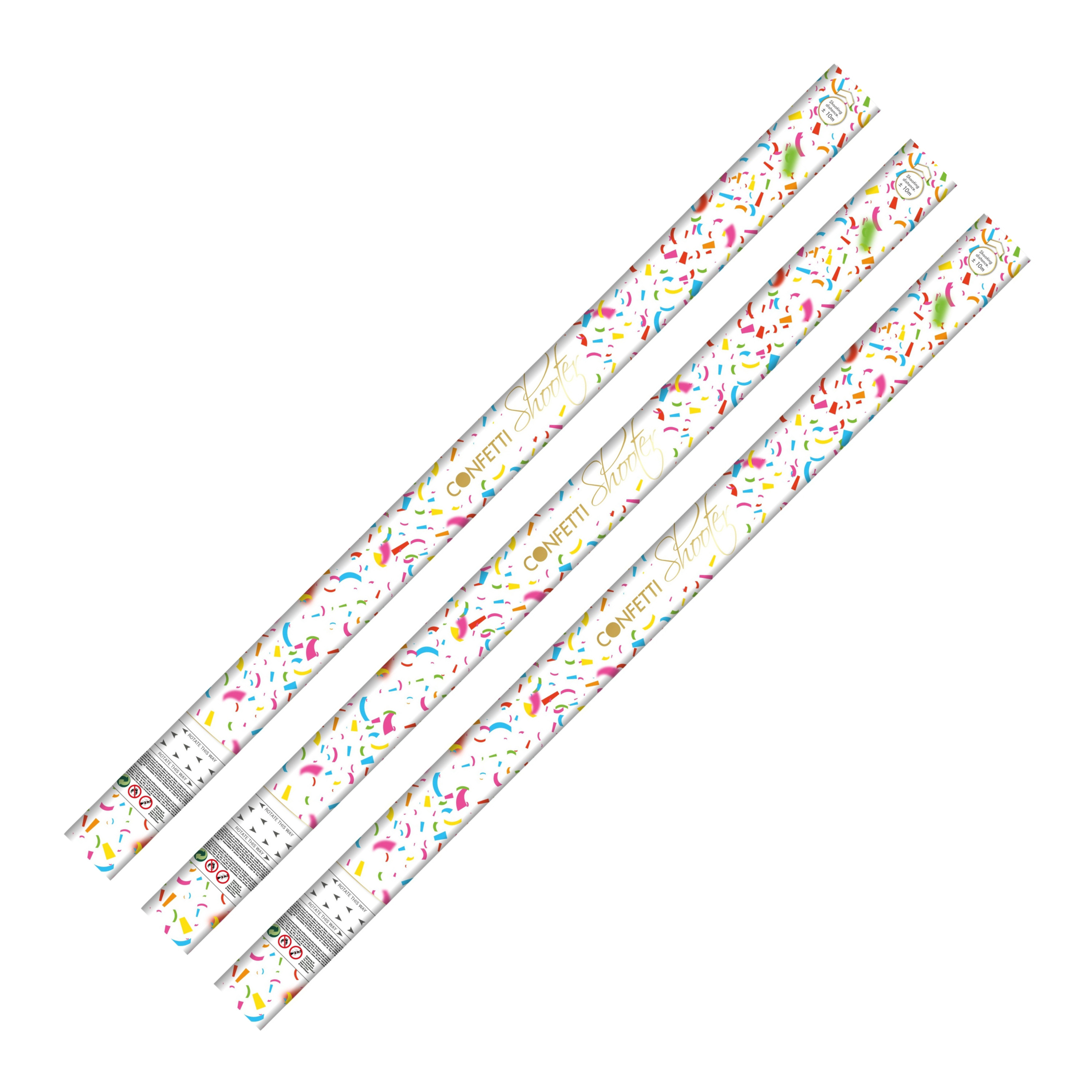 Party confetti shooters - 3x - confettikanon - gekleurd - papier - 80cm -