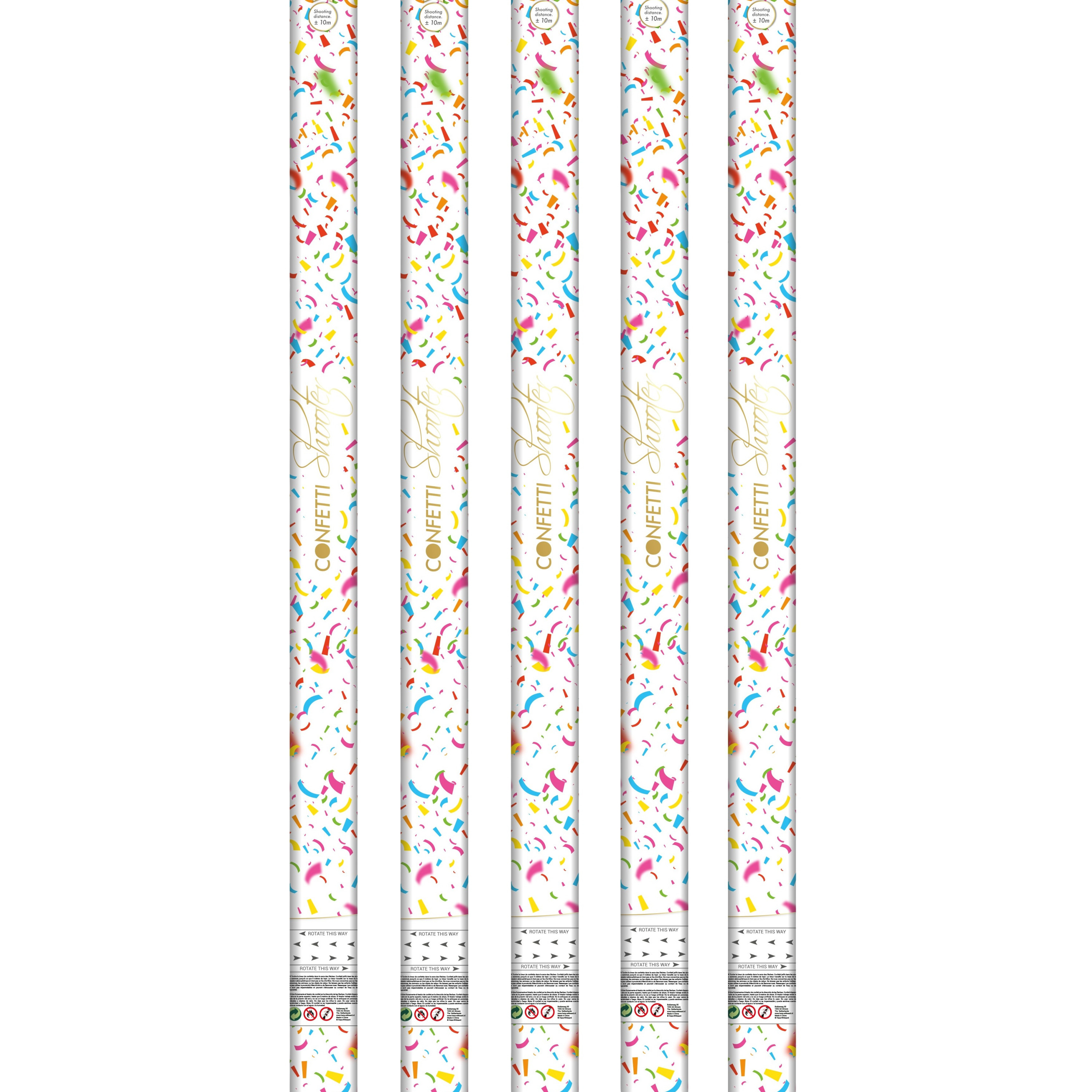 Party confetti shooters - 10x - confettikanon - gekleurd - papier - 80cm -