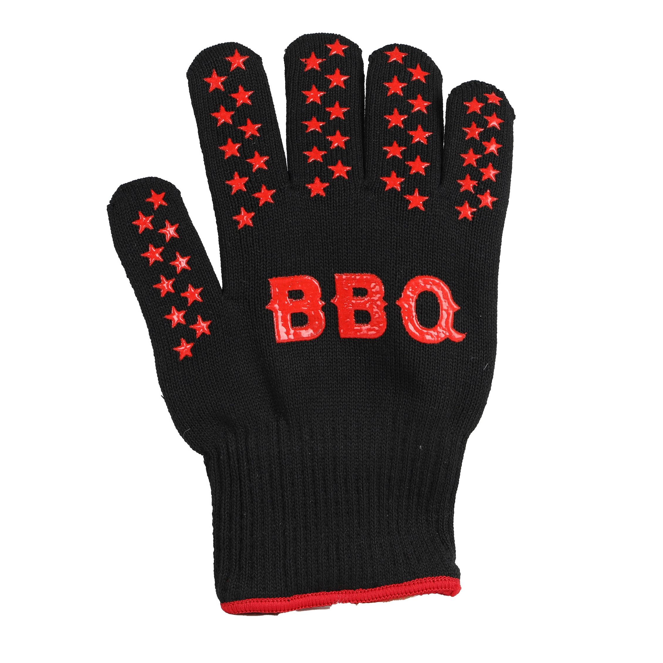 BBQ handschoenen - hittebestendig tot 250 graden - zwart/rood - katoen - ovenwanten -
