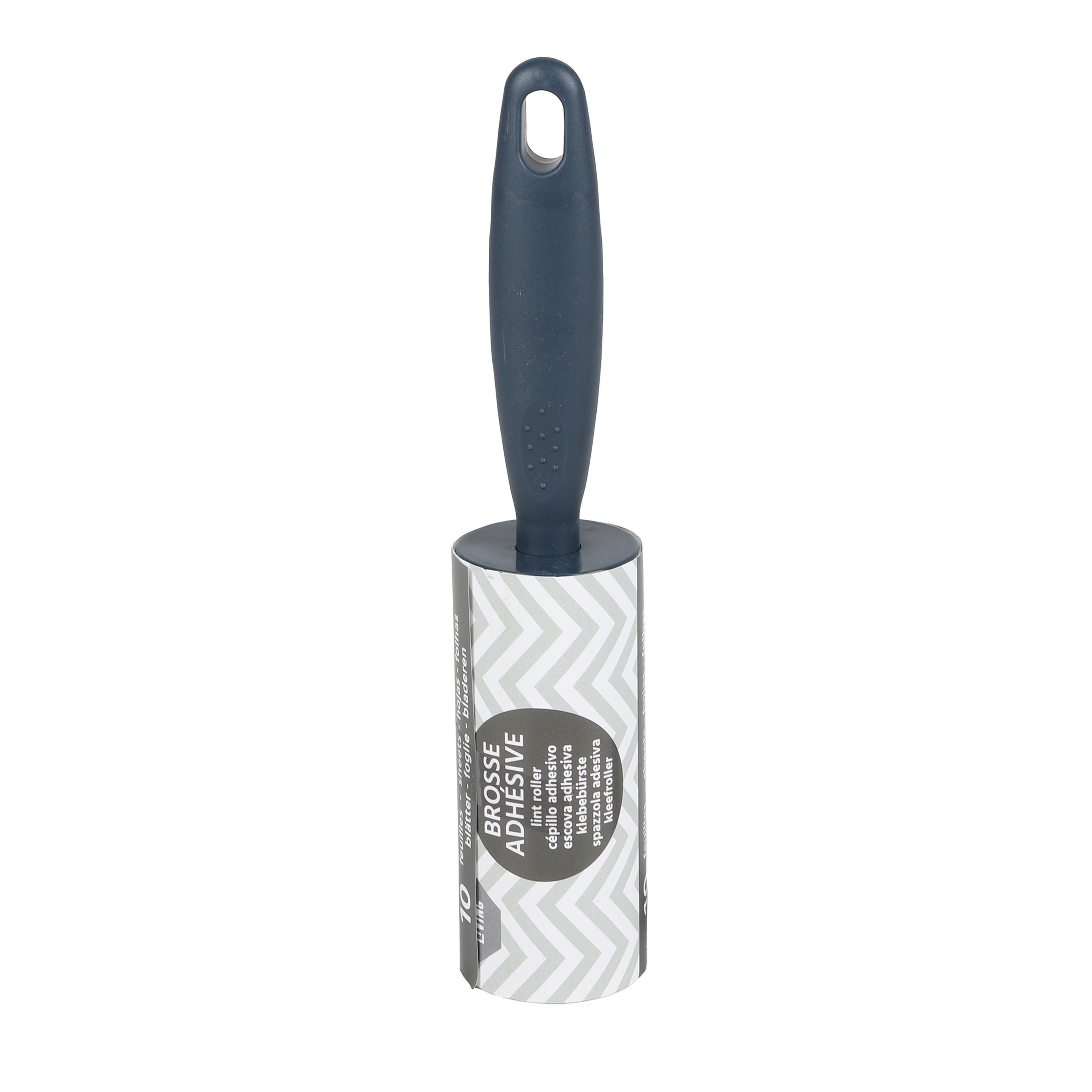Pluizen kleding/meubel roller/kleefroller - zwart - 21 cm - 10 vellen - 6 extra rollen -