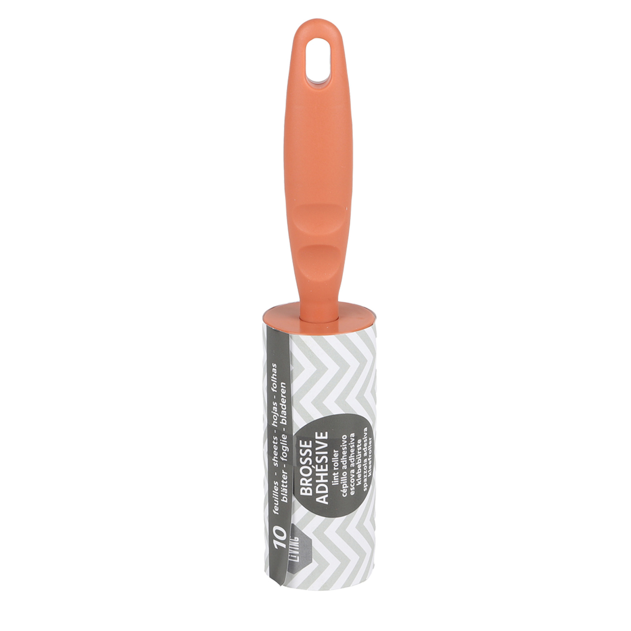 Pluizen kleding/meubel roller/kleefroller - oranje - 21 cm - 10 vellen - 6 extra rollen -