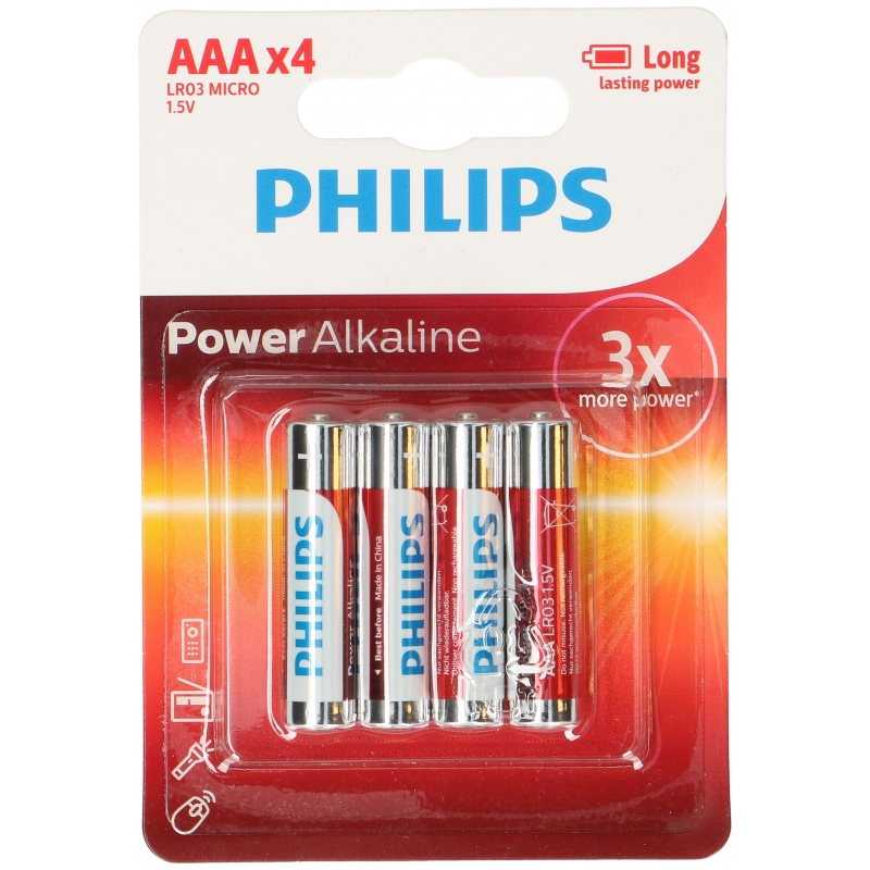 Philips Triple A batterijen - Power Alkaline - AAA - set 4x stuks -