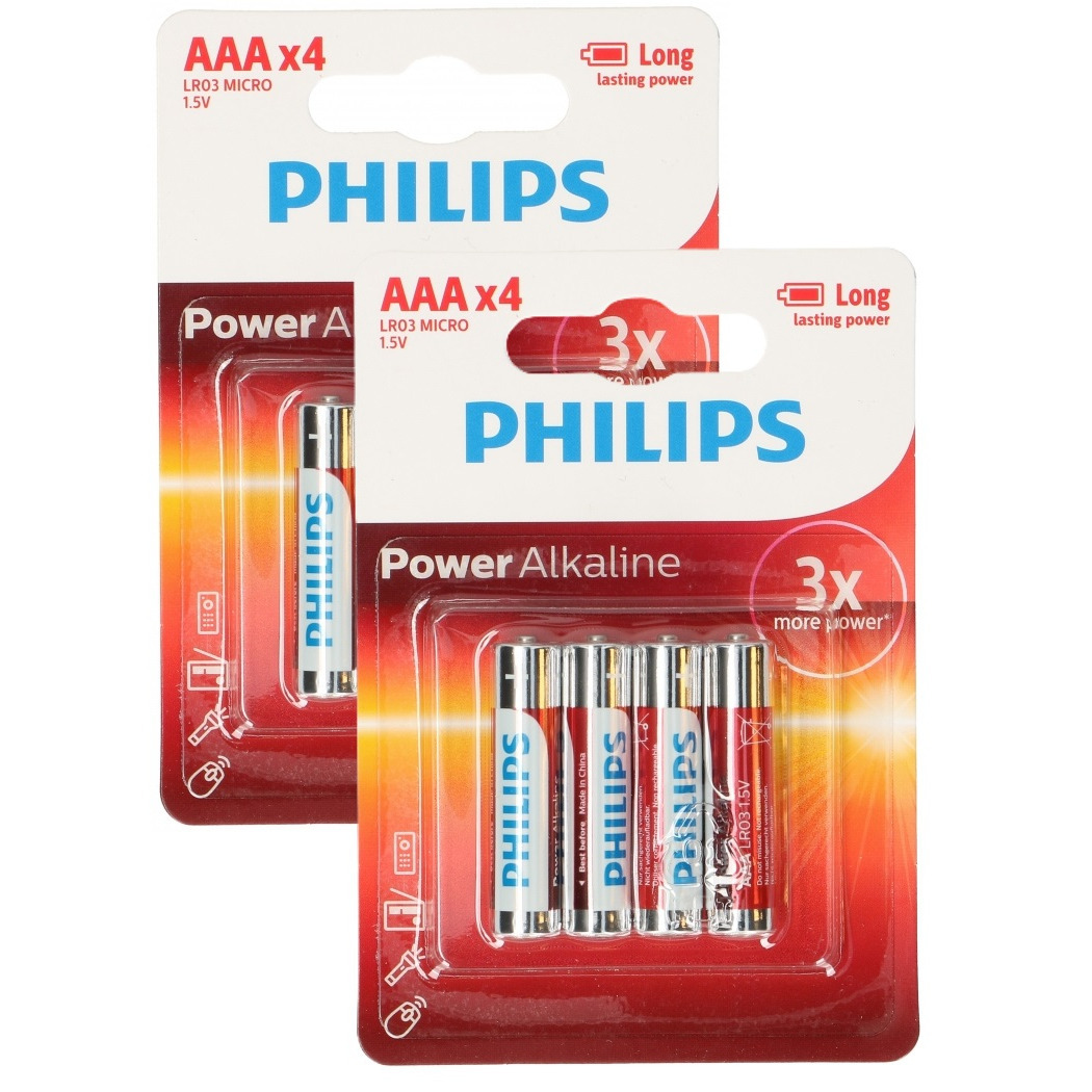 Philips Triple A batterijen - Power Alkaline - AAA - set 8x stuks -