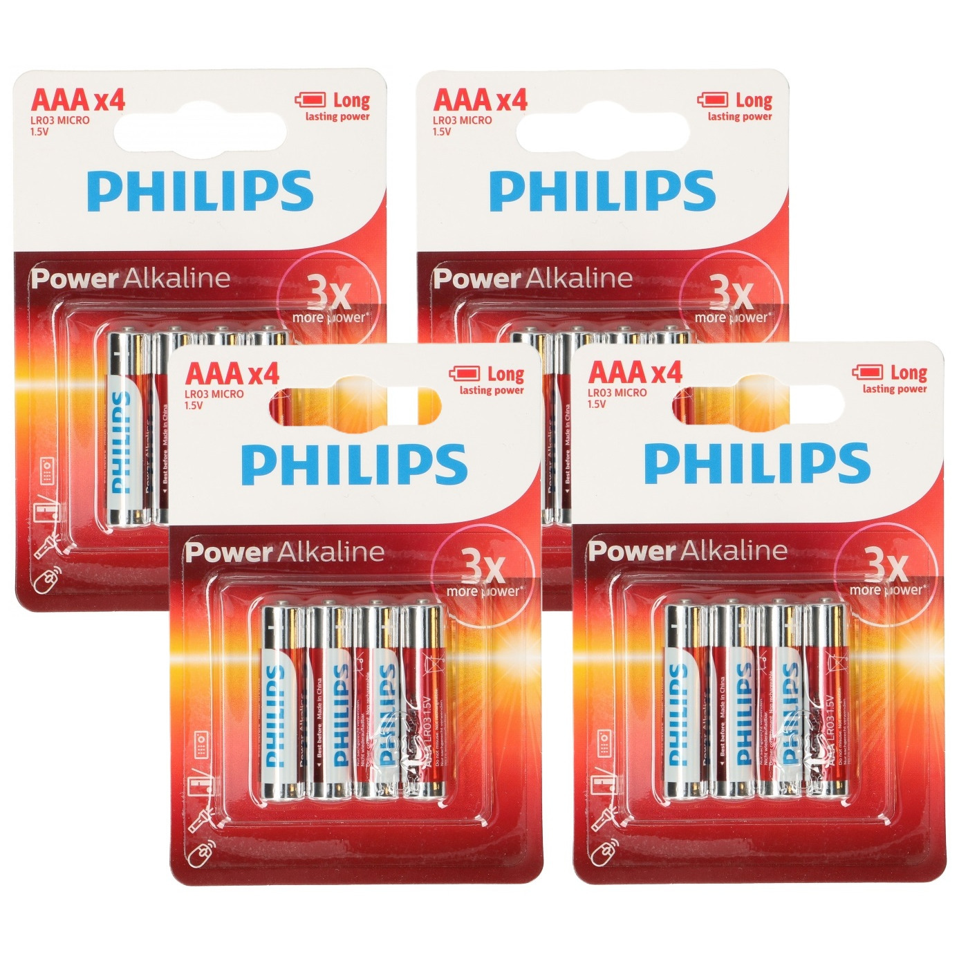 Philips Triple A batterijen - Power Alkaline - AAA - set 16x stuks -