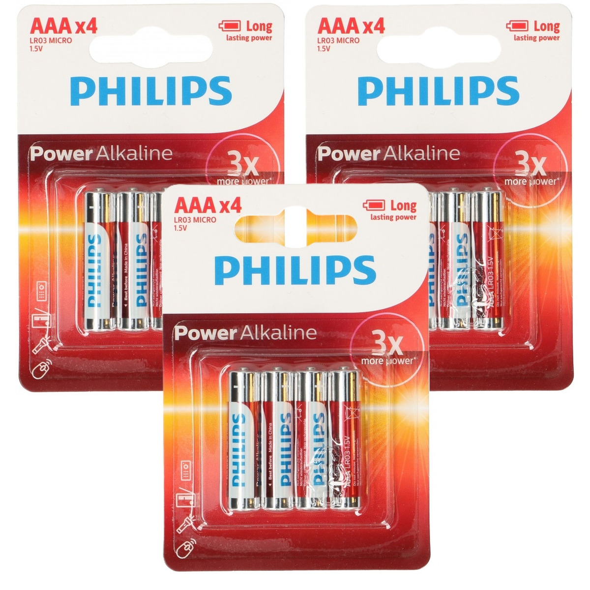 Philips Triple A batterijen - Power Alkaline - AAA - set 12x stuks -