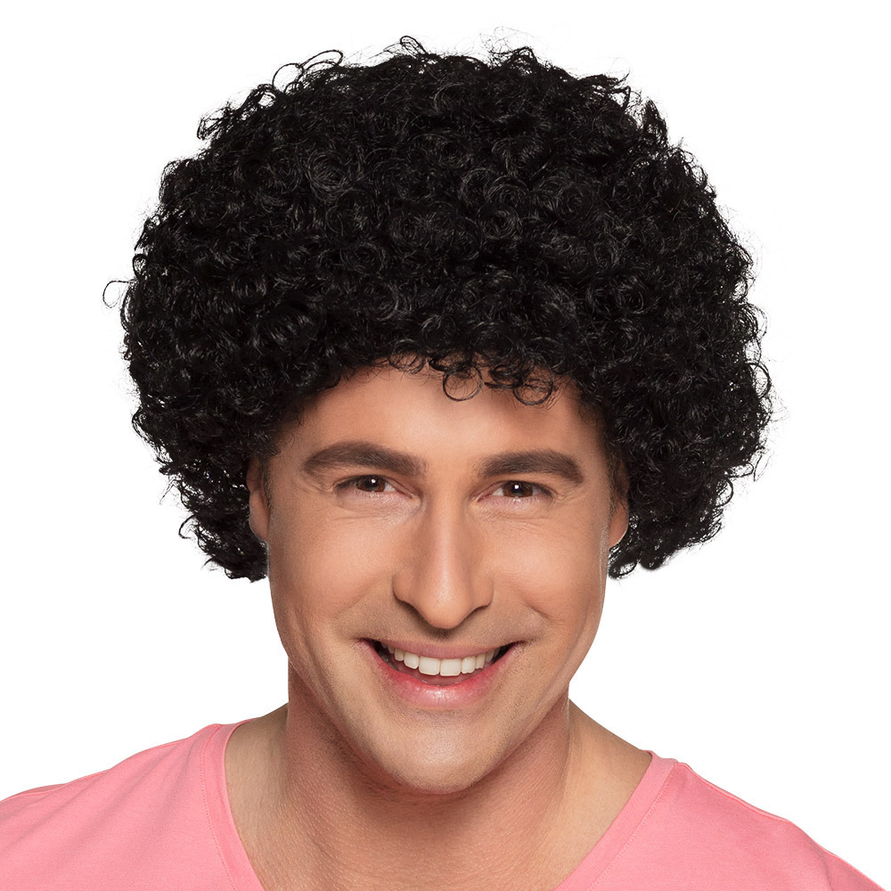 Verkleedpruik voor heren en dames - zwart - Pietenpruik - krullen -