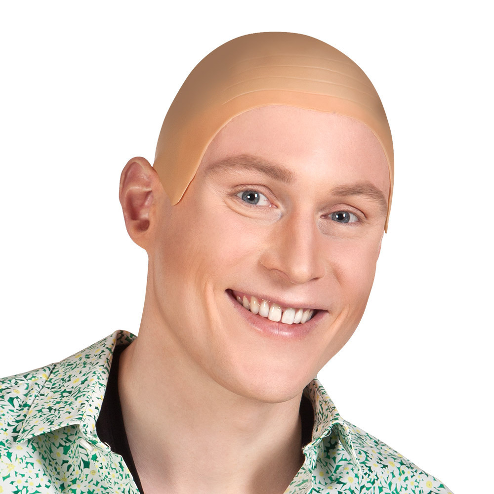 Verkleedpruik voor heren en dames - Kale Kop kapje - bloot hoofd - huidskleur -