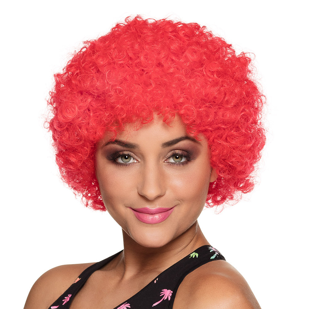 Verkleedpruik voor heren en dames - rood - Feestpruik - krullen/krulletjes -