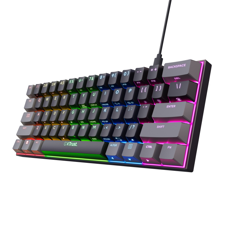 Trust GXT 867 Acira 60% mini mechanisch gaming-toetsenbord gaming toetsenbord 60%, RGB