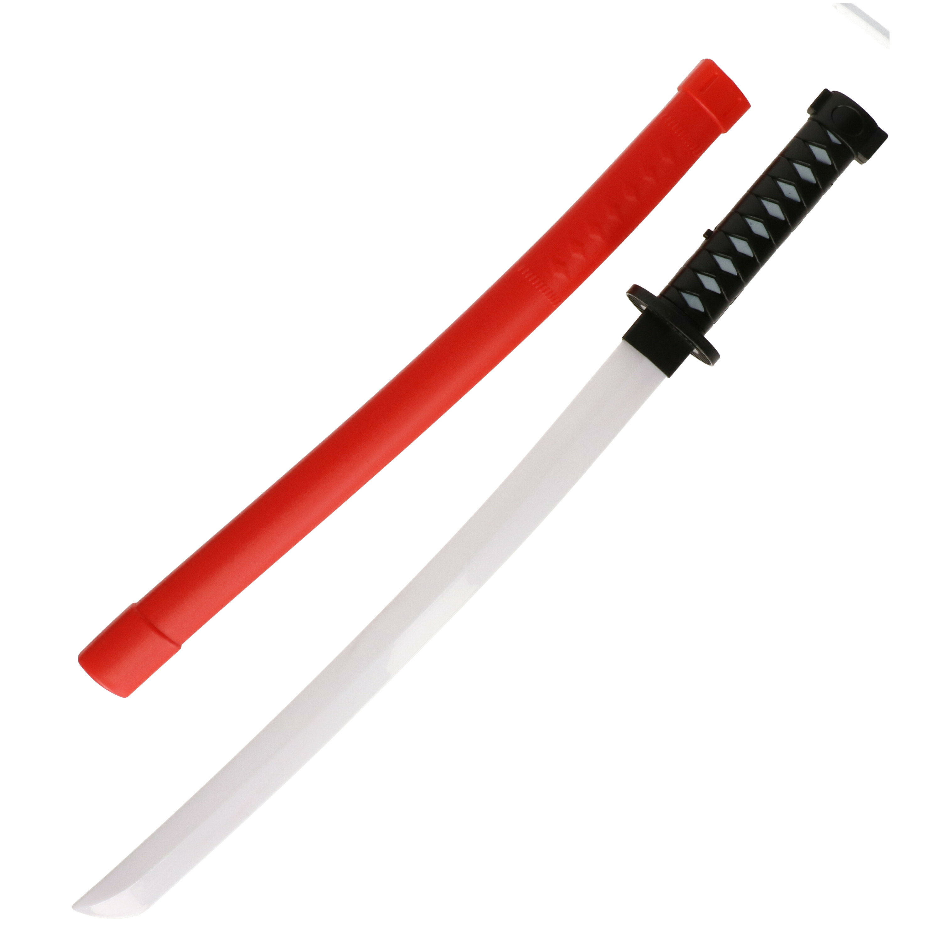 Zwaard voor een Ninja - verkleed speelgoed - 68 cm - kunststof - rood - kind/adults - lichtgevend -
