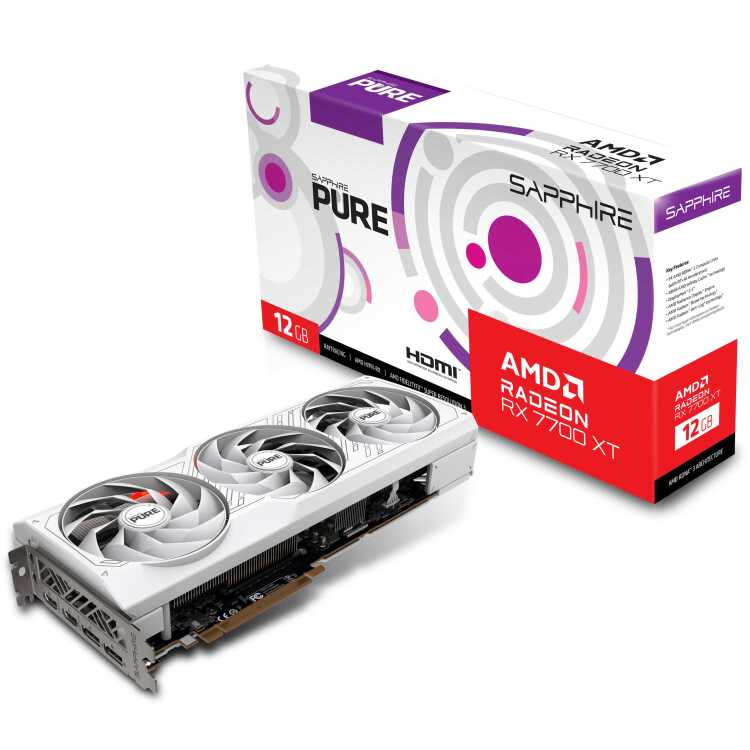 SAPPHIRE Radeon RX 7700 XT PURE GAMING OC grafische kaart RDNA 3, GDDR6, 2x DisplayPort, 2x HDMI 2.1