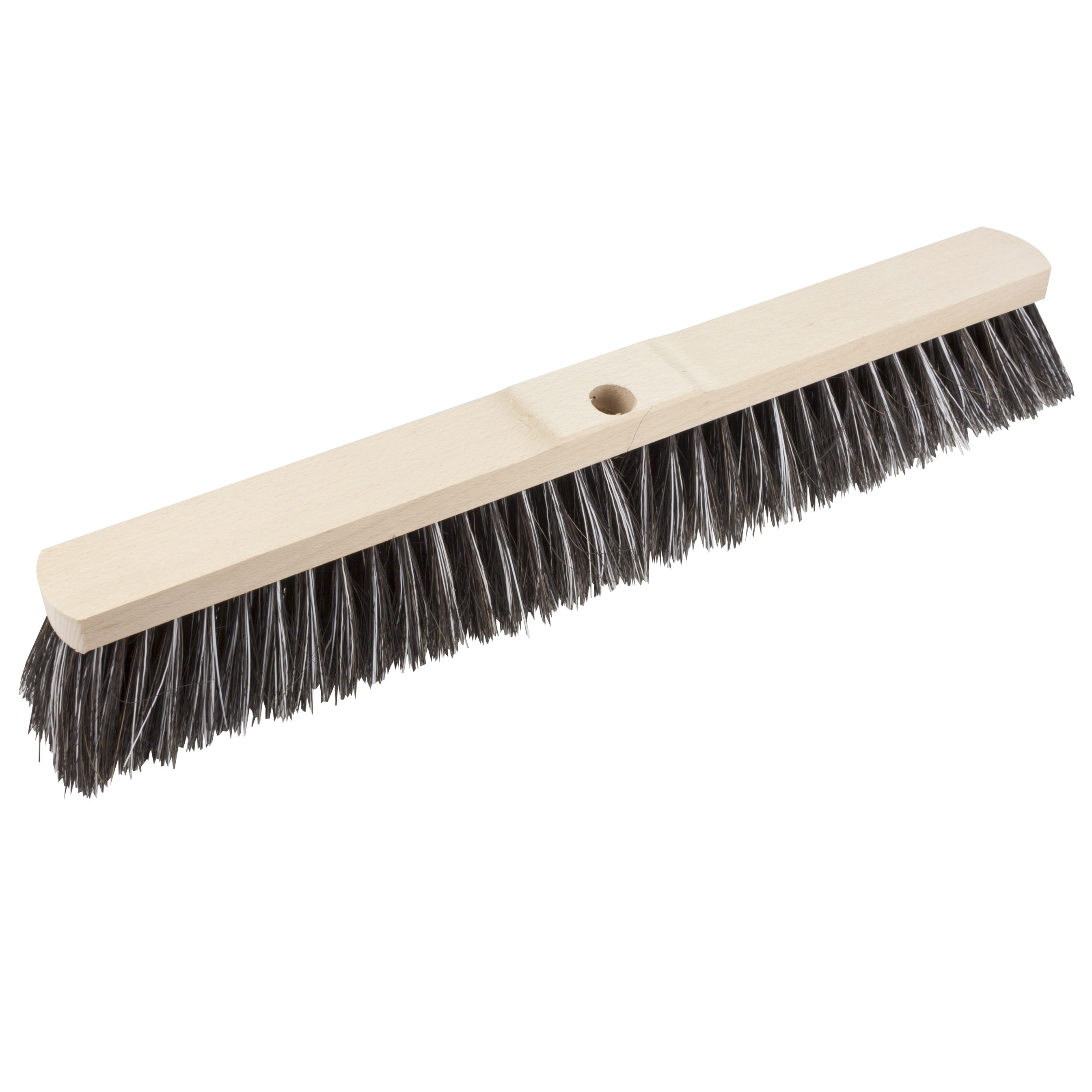 Bezemkop - Arenga/Elaston mix - zwart/wit - hard - hout - 60 cm - straatbezem/buitenbezem -