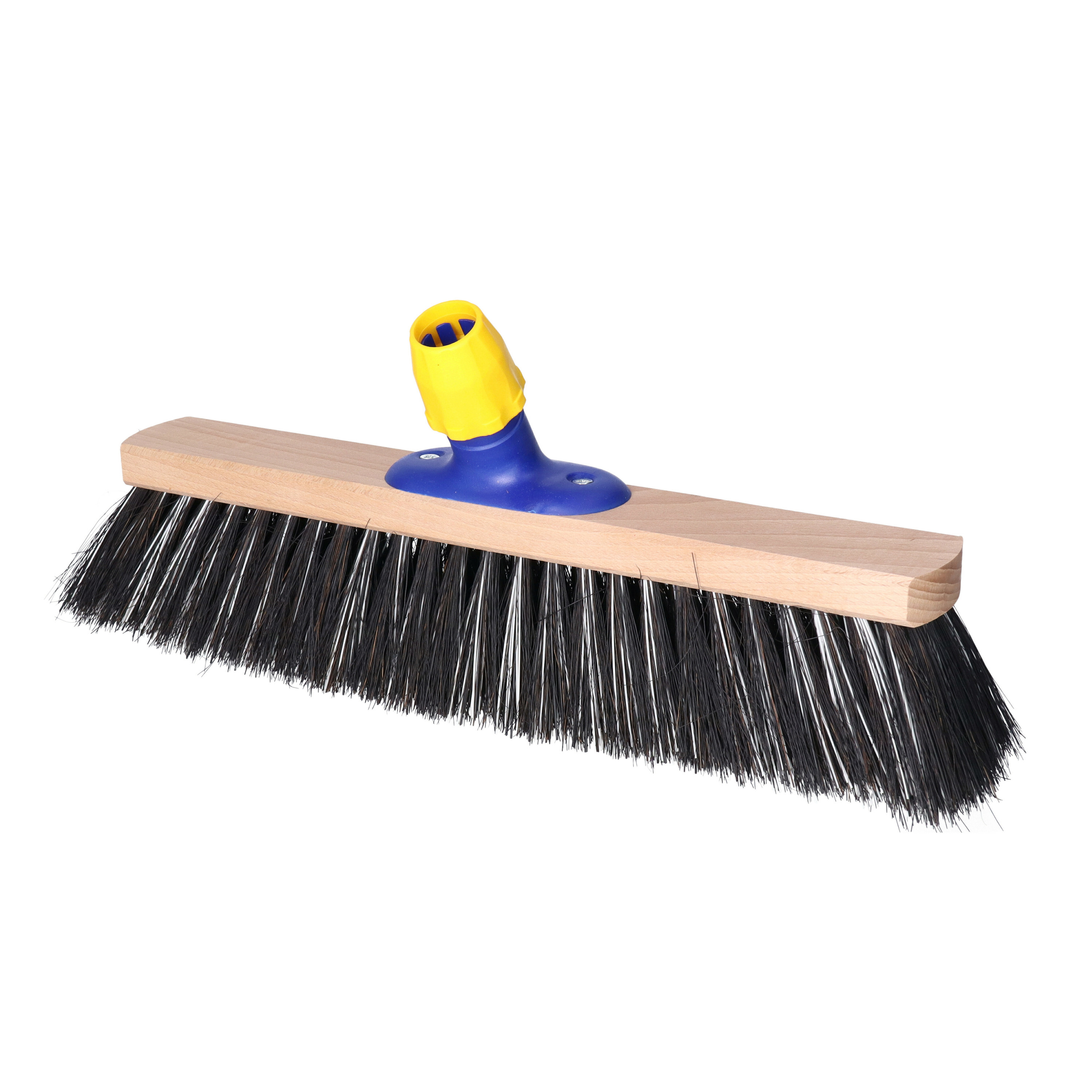 Bezemkop - Arenga/Elaston mix - zwart/wit - hard - hout - 40 cm - straatbezem/buitenbezem -