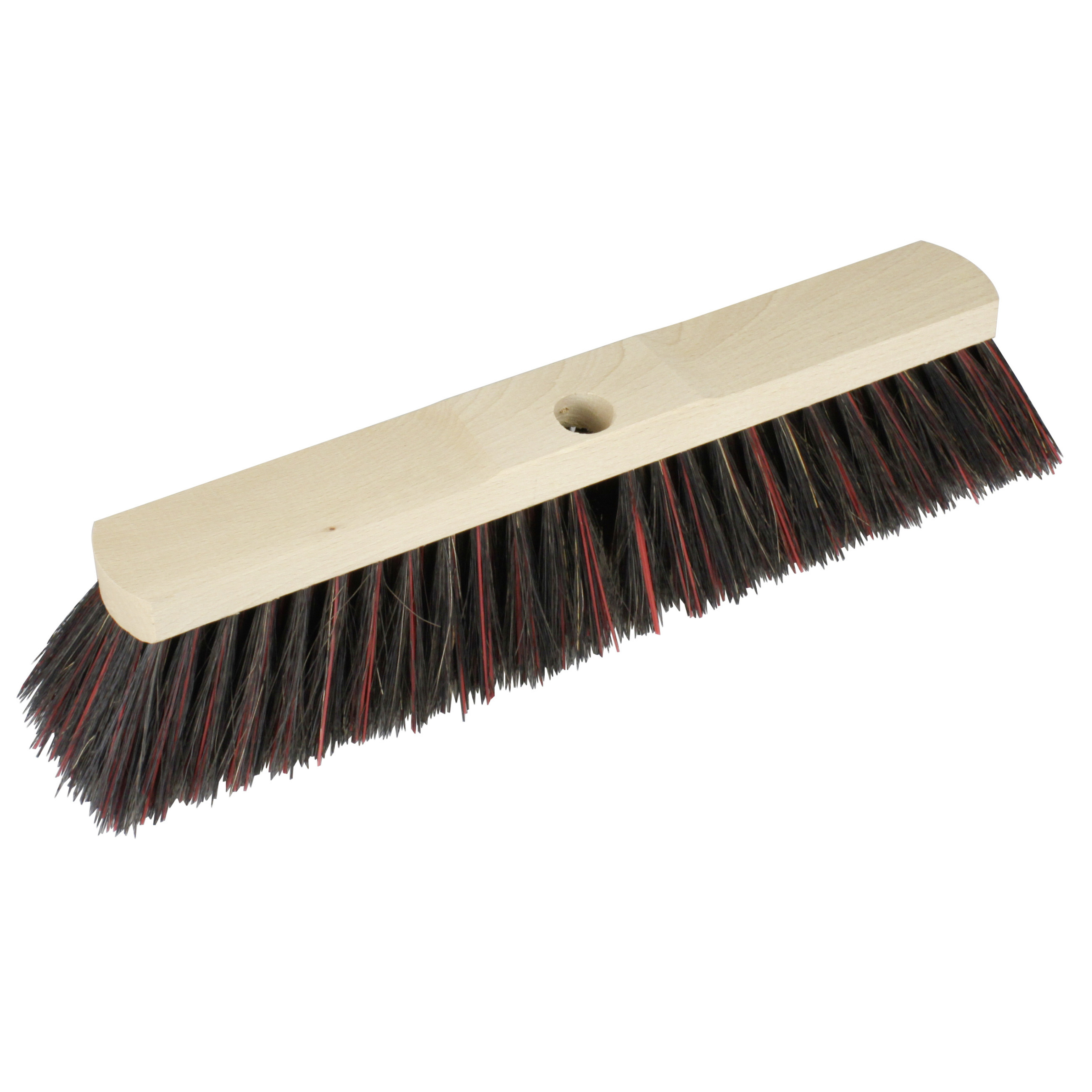 Bezemkop - Arenga/Elaston mix - zwart/rood - hard - hout - 40 cm - straatbezem/buitenbezem -