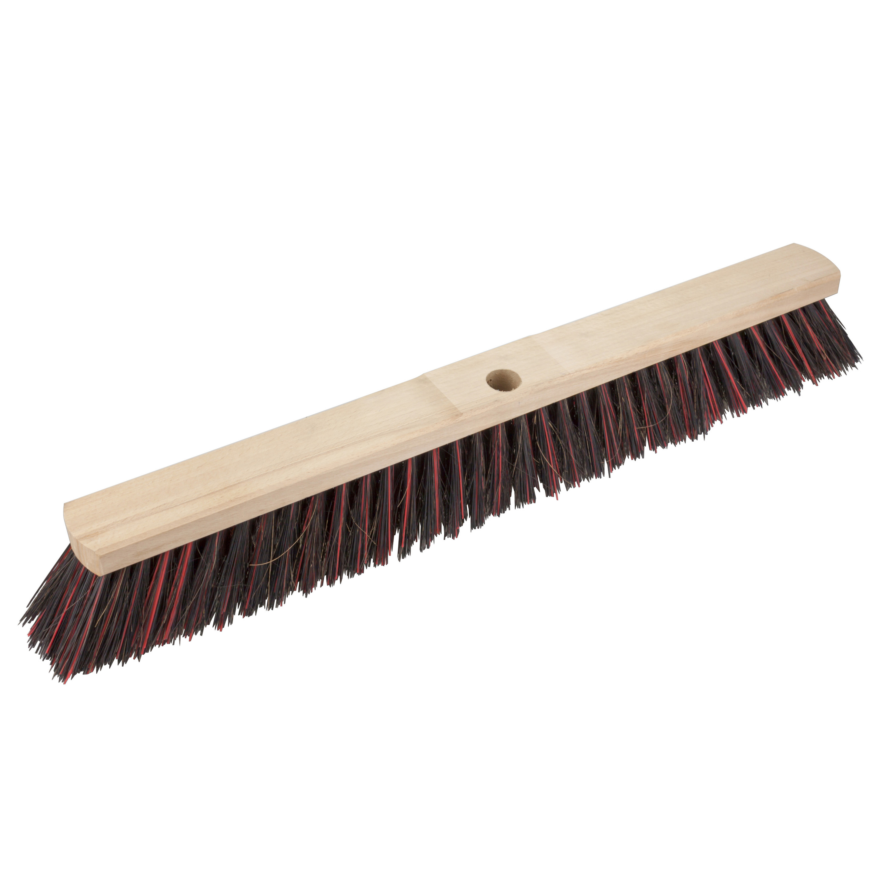 Bezemkop - Arenga/Elaston mix - zwart/rood - hard - hout - 60 cm - straatbezem/buitenbezem -