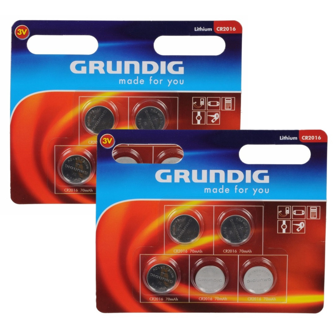 Grundig Knoopcel batterijen CR2016 - 10x stuks - 3V - Lithium - knoopcelbatterijen / knoopbatterijen -