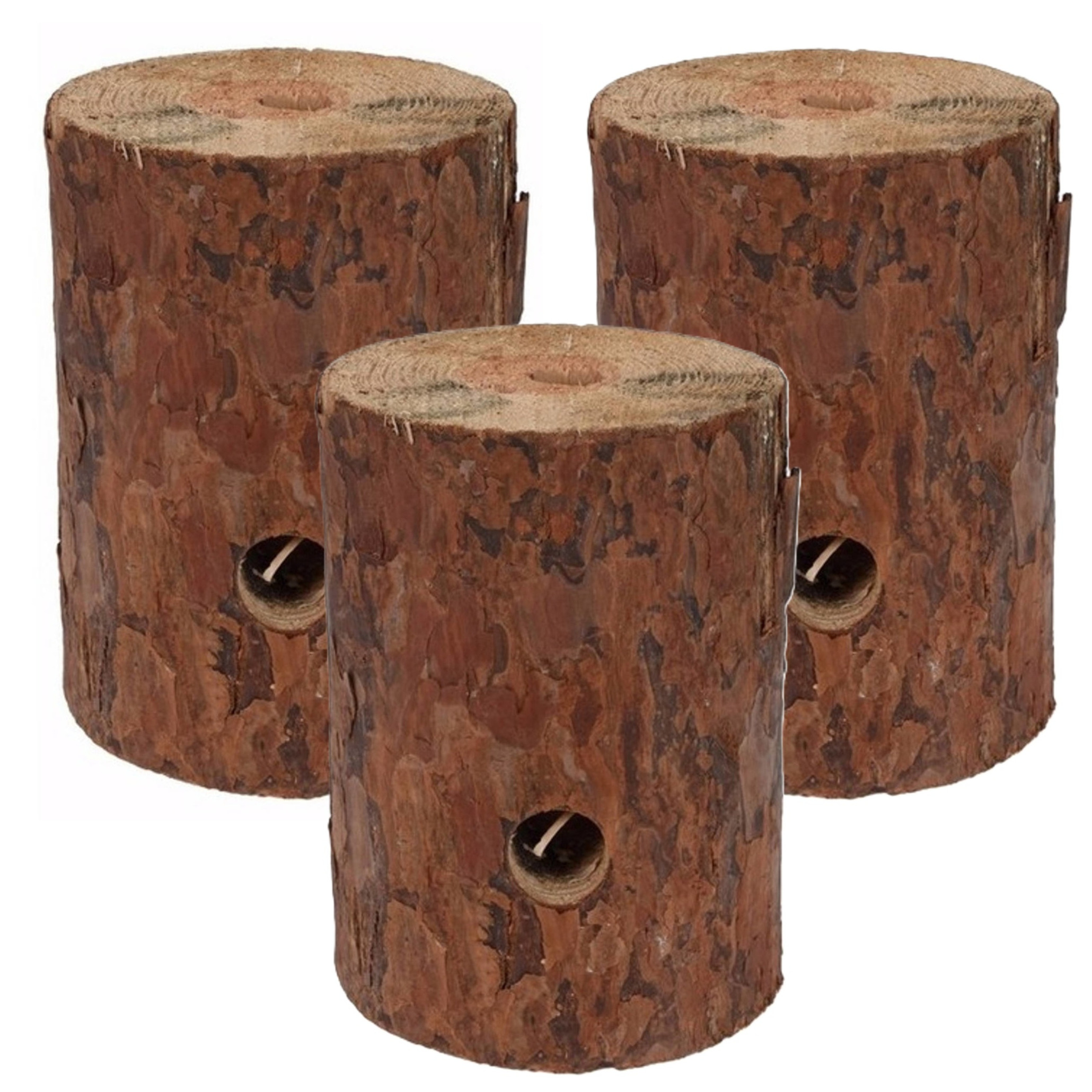 Zweedse boomstam houtblok fakkel - 3x - voor binnen en buiten - 20 cm - Tuinfakkels -