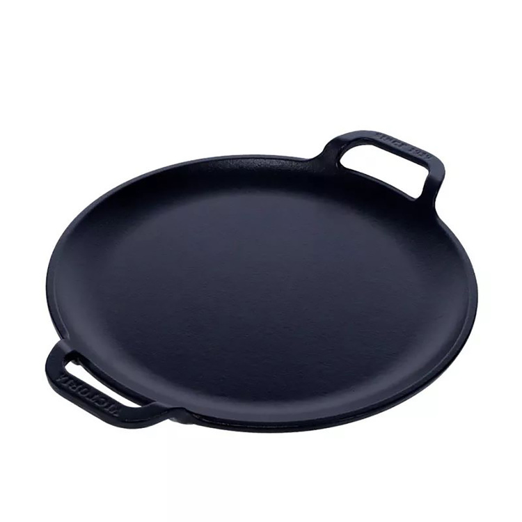 Victoria Pizzapan met twee handgrepen 25 cm, Seasoned bak-/braadpan Color packaging