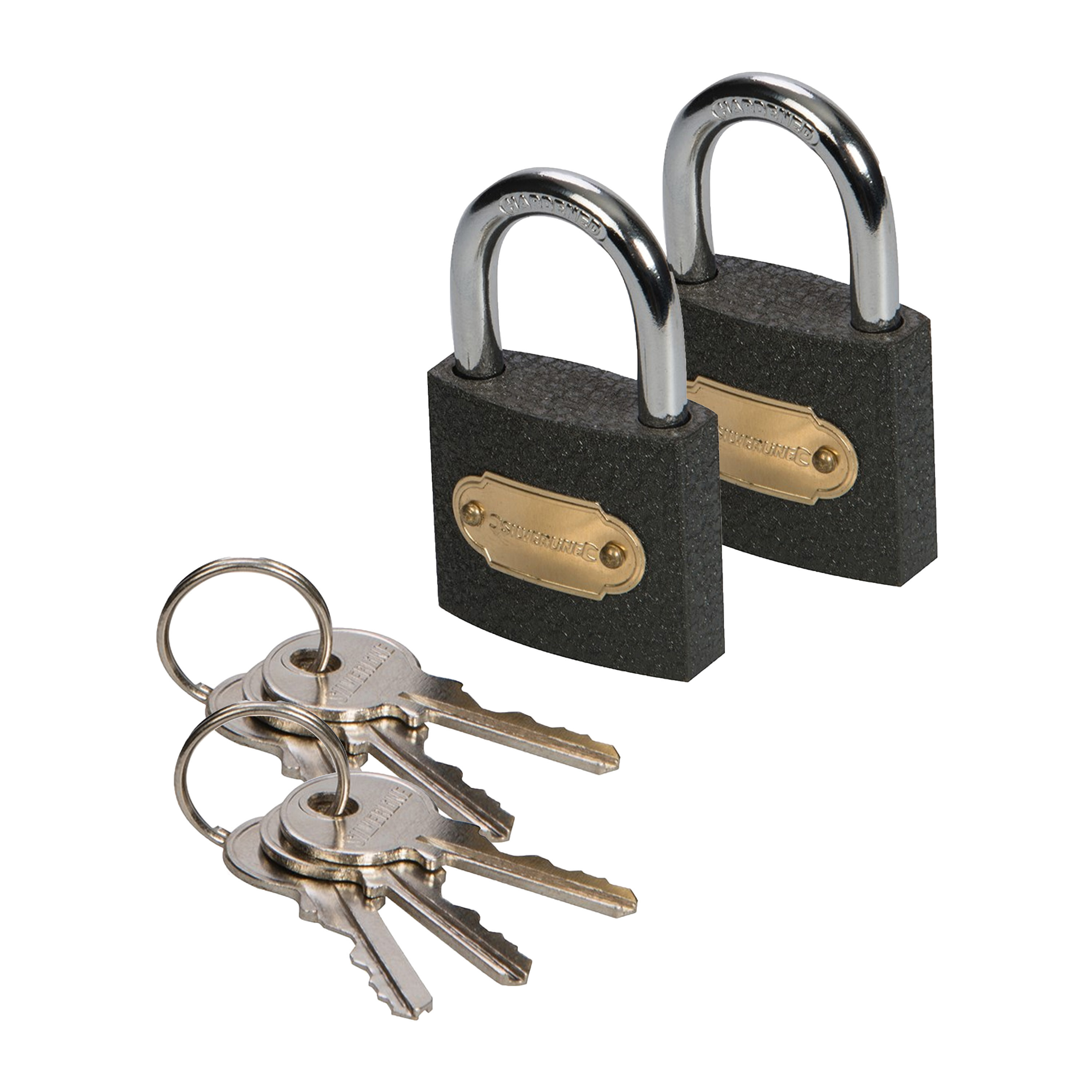 Hangslot met 3 sleutels - 2x - 60 mm - ijzer - kofferslot - heavy duty -
