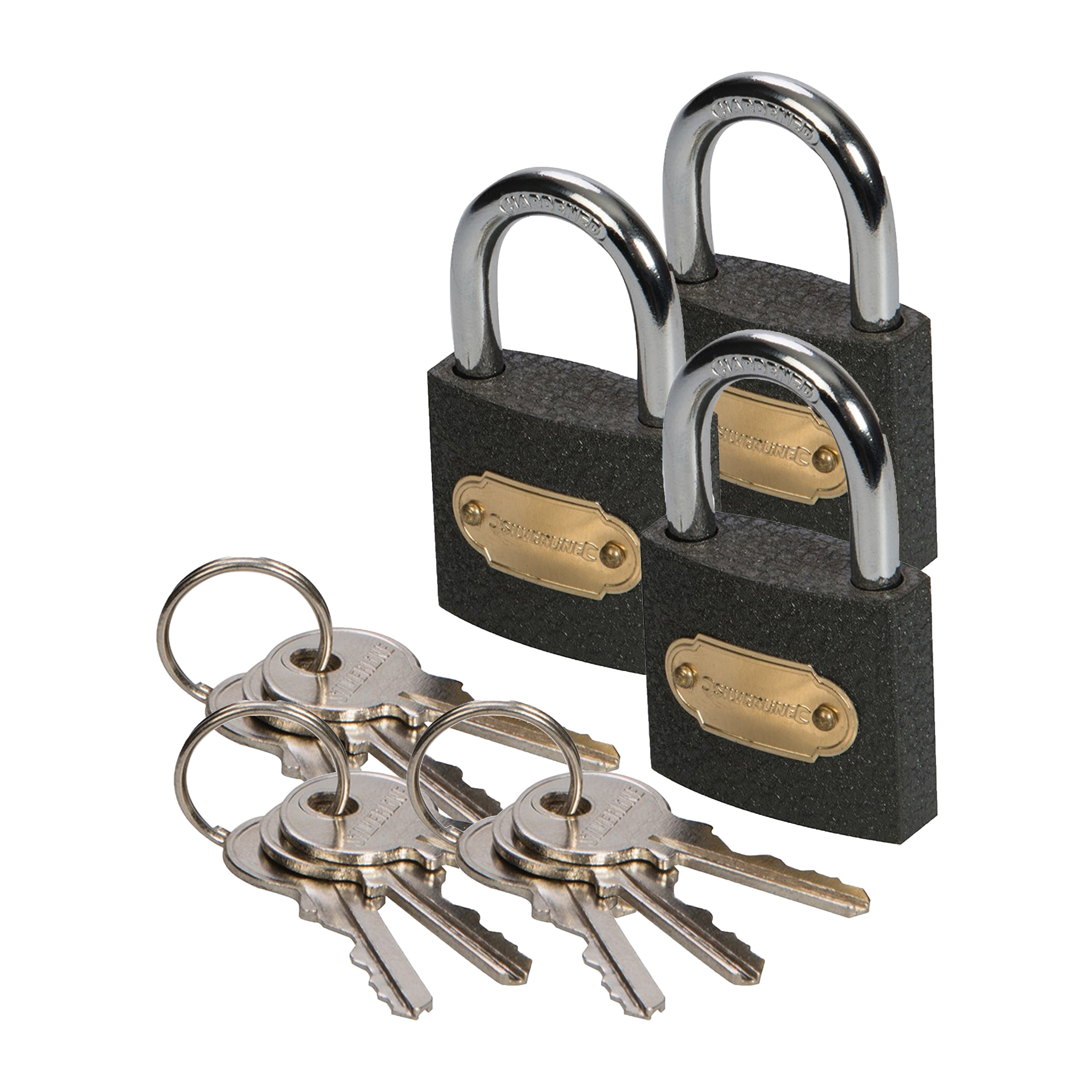 Hangslot met 3 sleutels - 3x - 60 mm - ijzer - kofferslot - heavy duty -