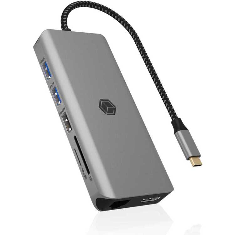 ICY BOX IB-DK4061-CPD dockingstation USB-A, USB-C, HDMI, kaartlezer, Gigabit LAN
