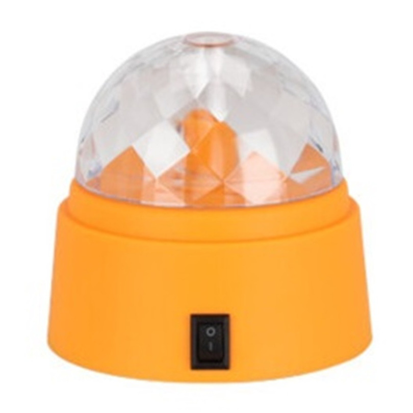 Disco lamp/licht - met 6 leds - draaiend/roterend met kleureffecten - kunststof - oranje -