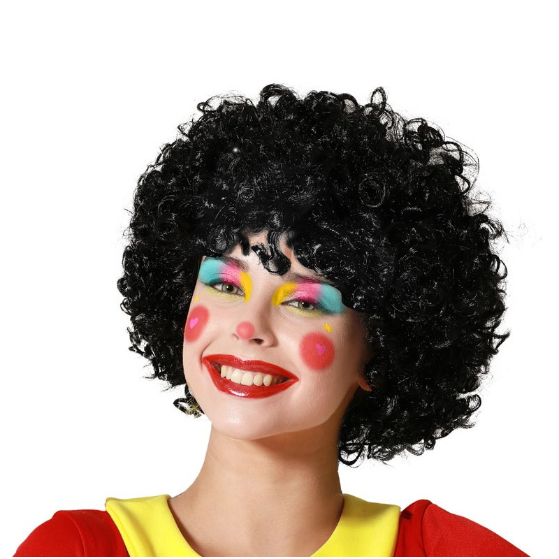 Verkleedpruik voor heren en dames - zwart - Pietenpruik - kleine krullen -