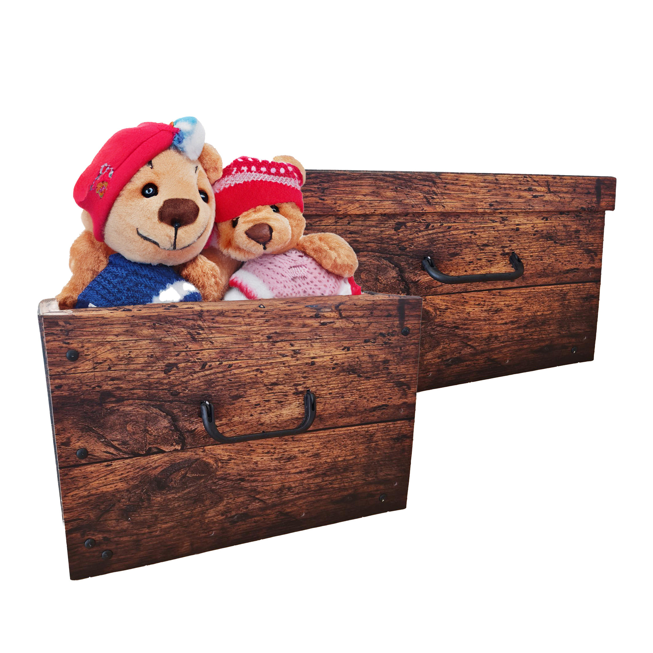 Opbergmand/kist/doos - 2x - bruin - karton - 30 liter - 51 x 37 x 24 cm - opvouwbaar -